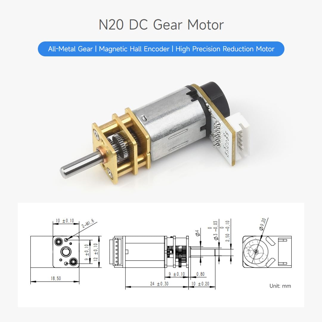 Amazon.com: Waveshare N20 DC Gear Motor, Magnetic Hall